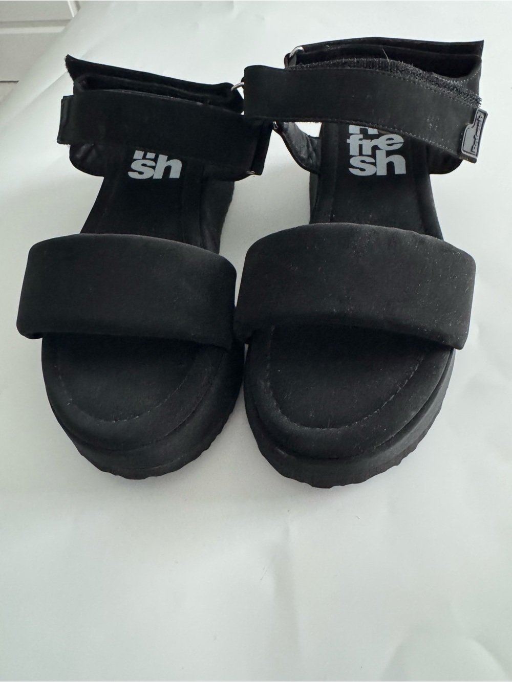 Refresh Black Platform Sandals with Ankle Strap